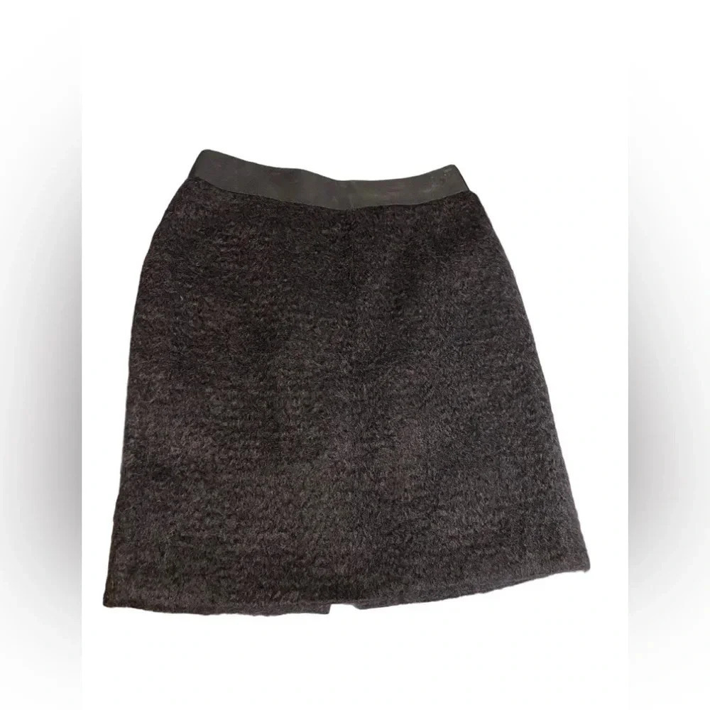 Milly of New York Linen Mohair Wool Blend Black Textured Skirt